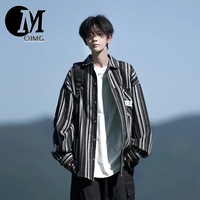 [OIMG] Camera Photo Winter New Large Striped Long Sleeve Shirt Coat