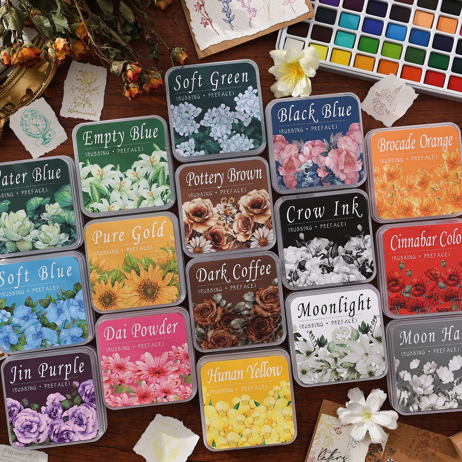 1PC 16 Colors Ecological Cotton Neutral Ink Inkpad Creativity Handbook DIY Decoration Cute Student Seal pad image 3