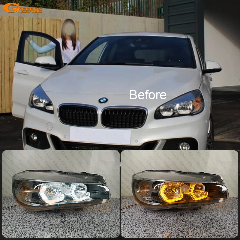 For BMW 2 Series F45 F46 2013 2014 2015 2016 2017 2018 Super Bright 3D Crystal Concept M4 Iconic Style Led Angel Eyes Halo Rings