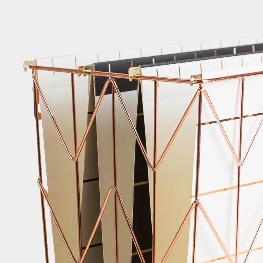 منظم مكتب الملفات المعلق من U Brands بتصميم معدني سلكي ذهبي وردي لتخزين المكاتب الكفاءة وإدارة المستندات في المنزل #5