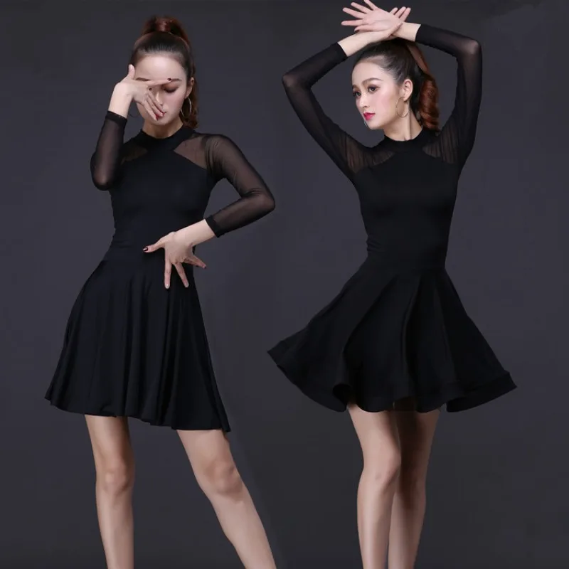 

New Latin dance costumes for spring and summer, adult women, practice dance dresses, herringbone dresses