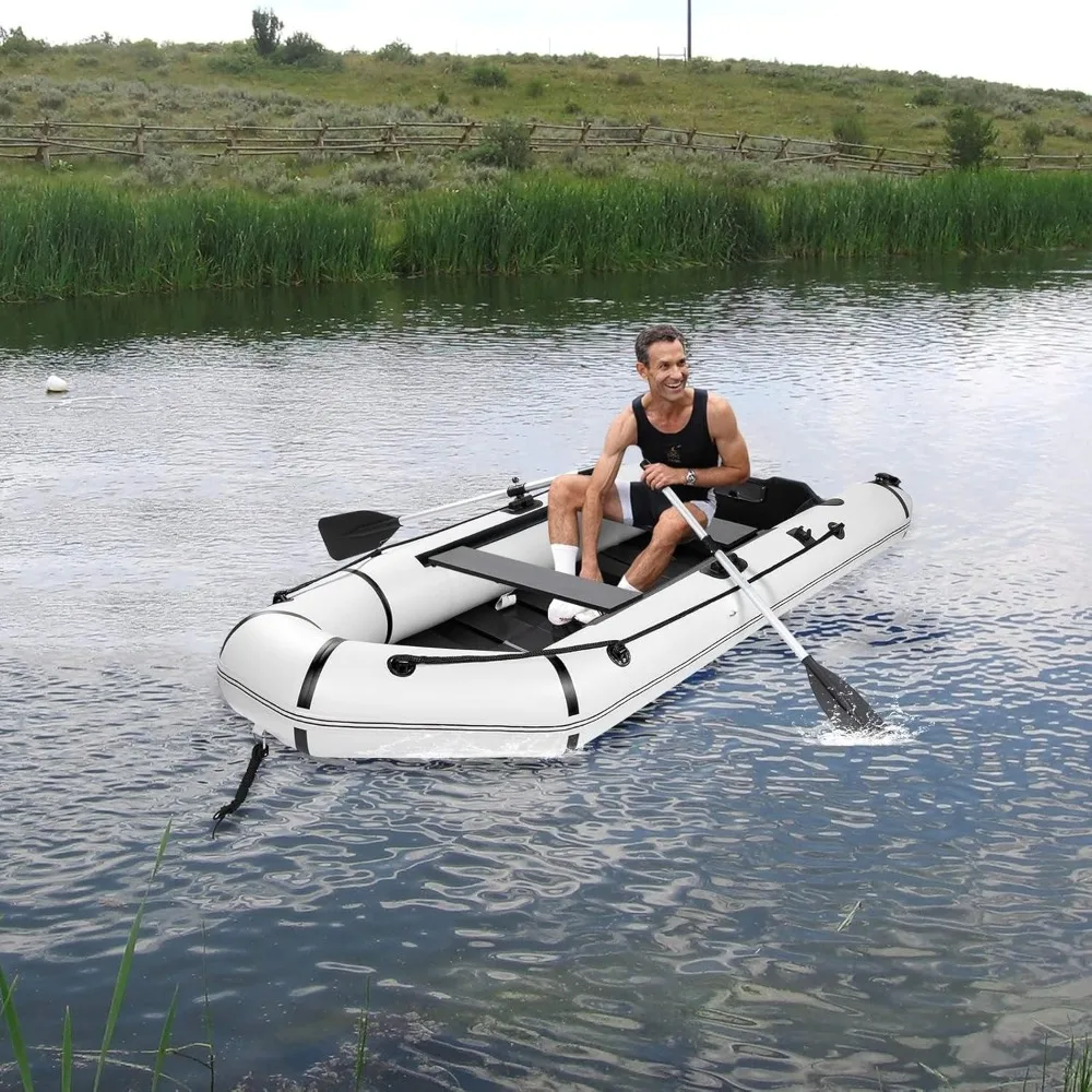 2 Person Inflatable Boat, Raft Inflatable Kayak with Foot Pump & Paddle  Inflatable Boat for Adults,Portable Fishing Boat