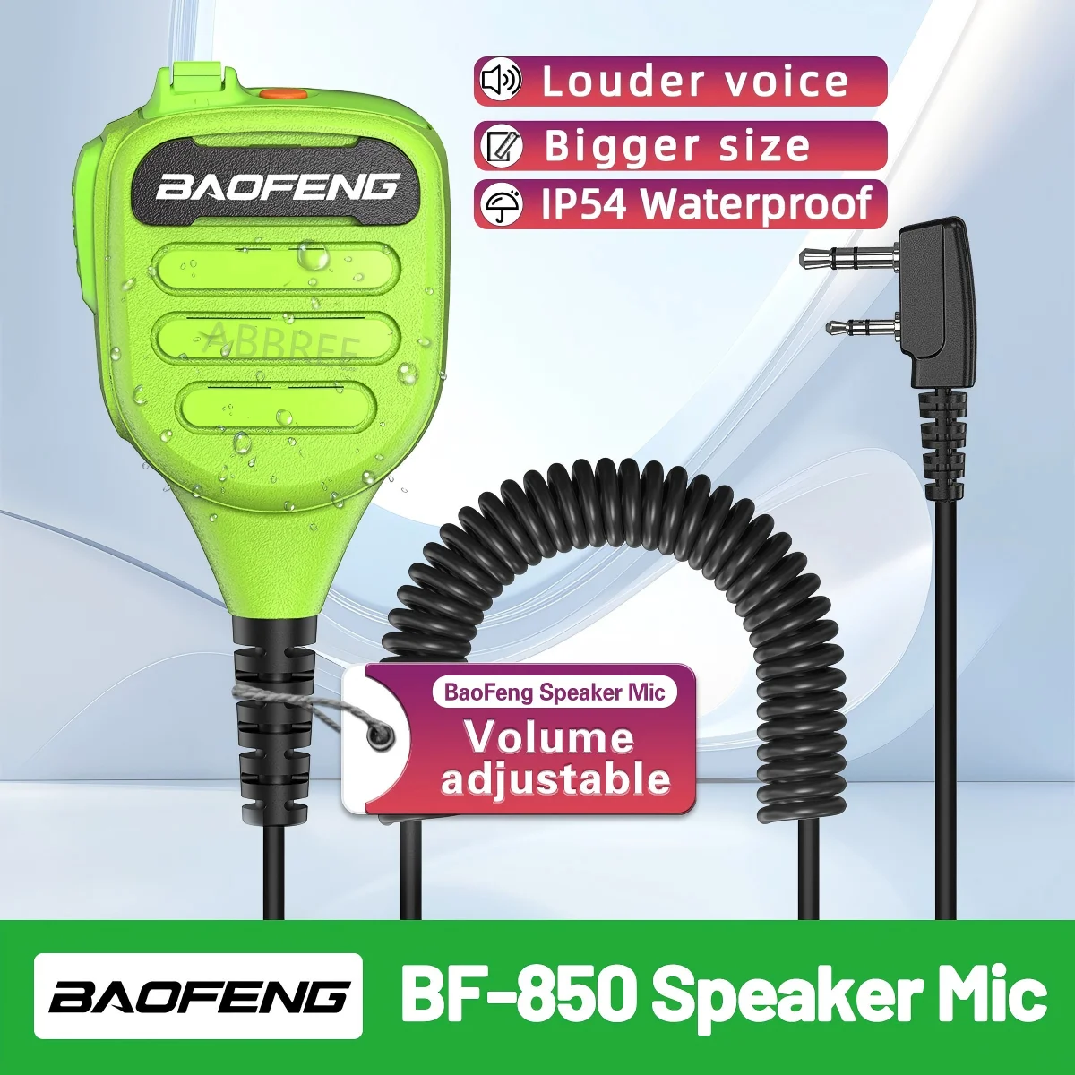

BAOFENG BF-850 Speaker Mic Walkie Talkie IP54 Waterproof Volume Adjustable K-Plug for UV-5R BF-888S AR-152 PRO Two Way Radio