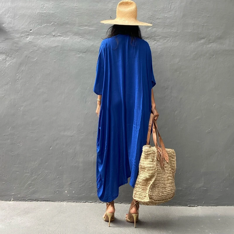 Para Praia 기모노 2025 비치 로브 맥시 롱 드레스 코튼 비키니 커버 업 비치웨어 사롱 여성 루즈 카디건 수영복 커버