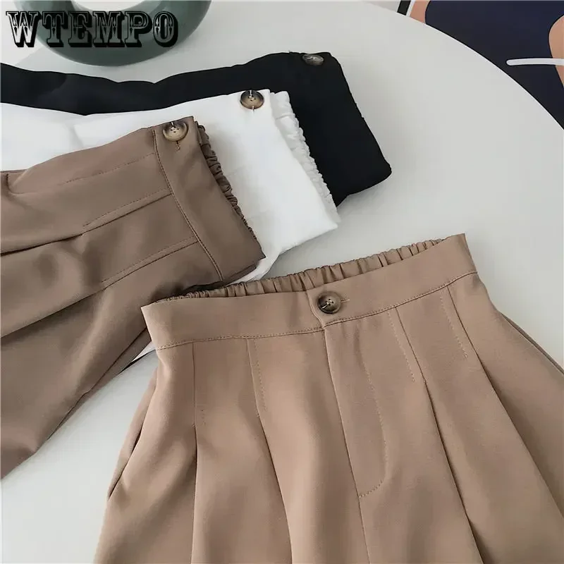 Summer Oversized Pleated Shorts High Waisted A-line Wide Leg Pants Casual Pants Drop Shipping