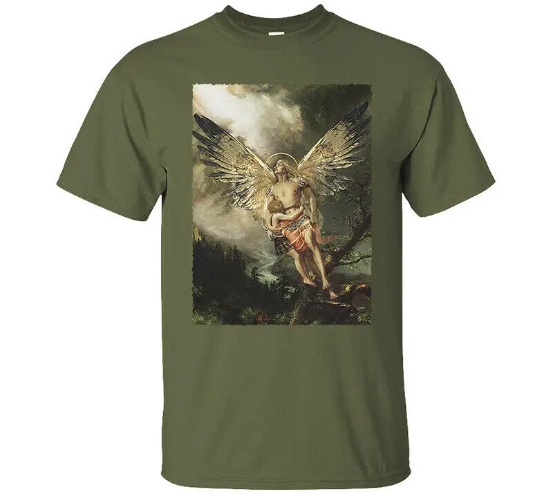 Saint Michael Archangel Printed Catolic Christian Mens T-Shirt. Summer Cotton Short Sleeve O-Neck Unisex T Shirt New S-3XL