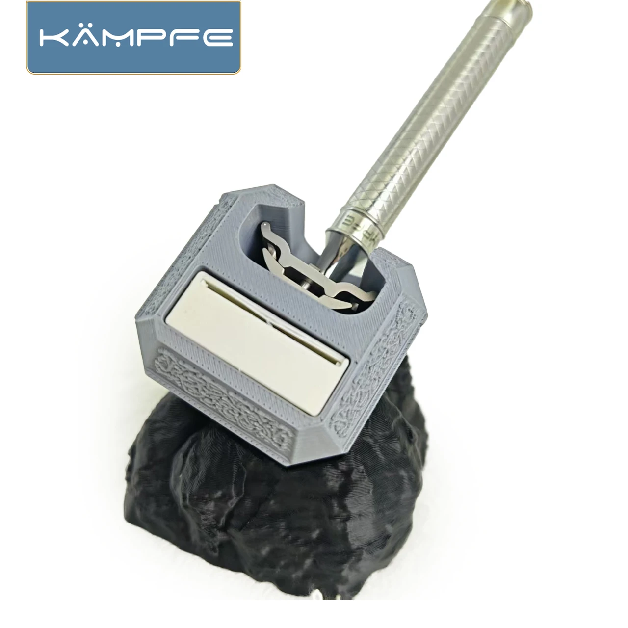 3D Printed Mjolnir Razor Holder - PLA Matte Material, Hammer Head Base with Magnetic Suction & Blade Case, Men's Razor Stand