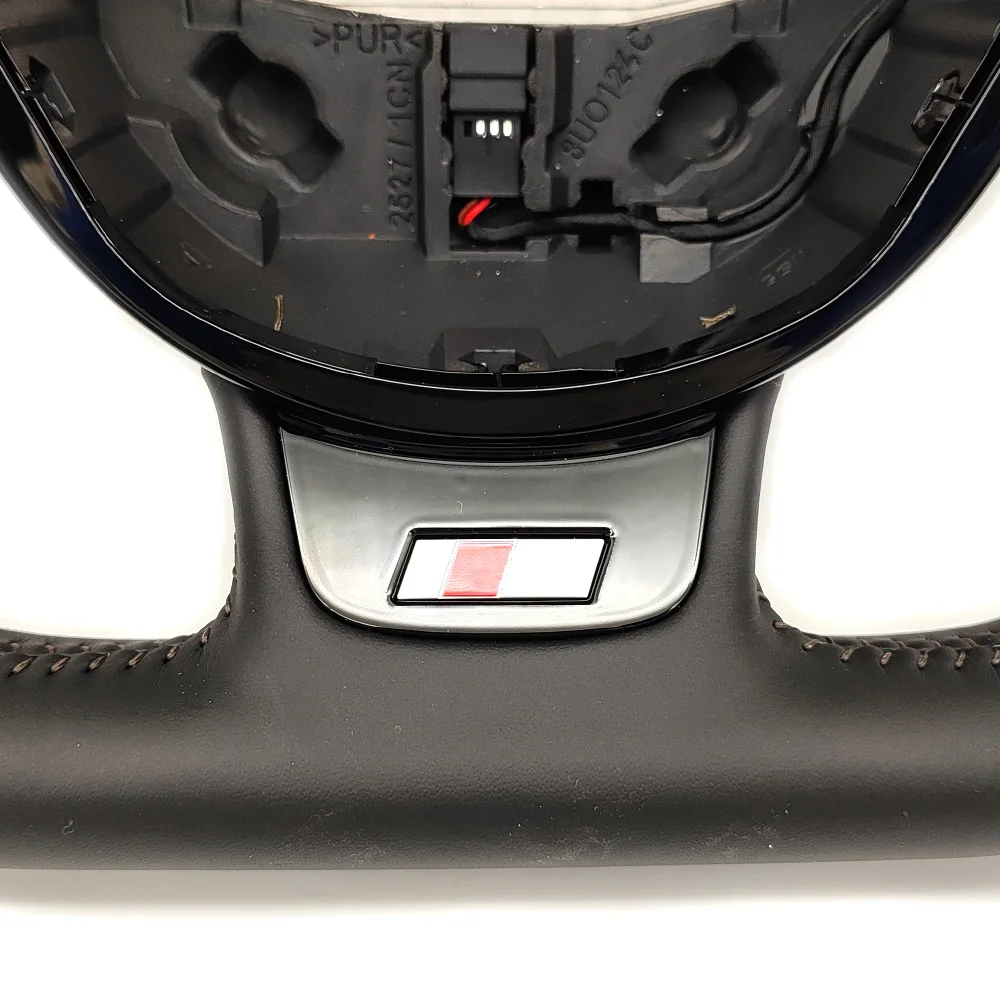 Per Audi A4 B8 volante sportivo multifunzionale a fondo piatto con cuciture marroni interamente in pelle con cambio a paletta