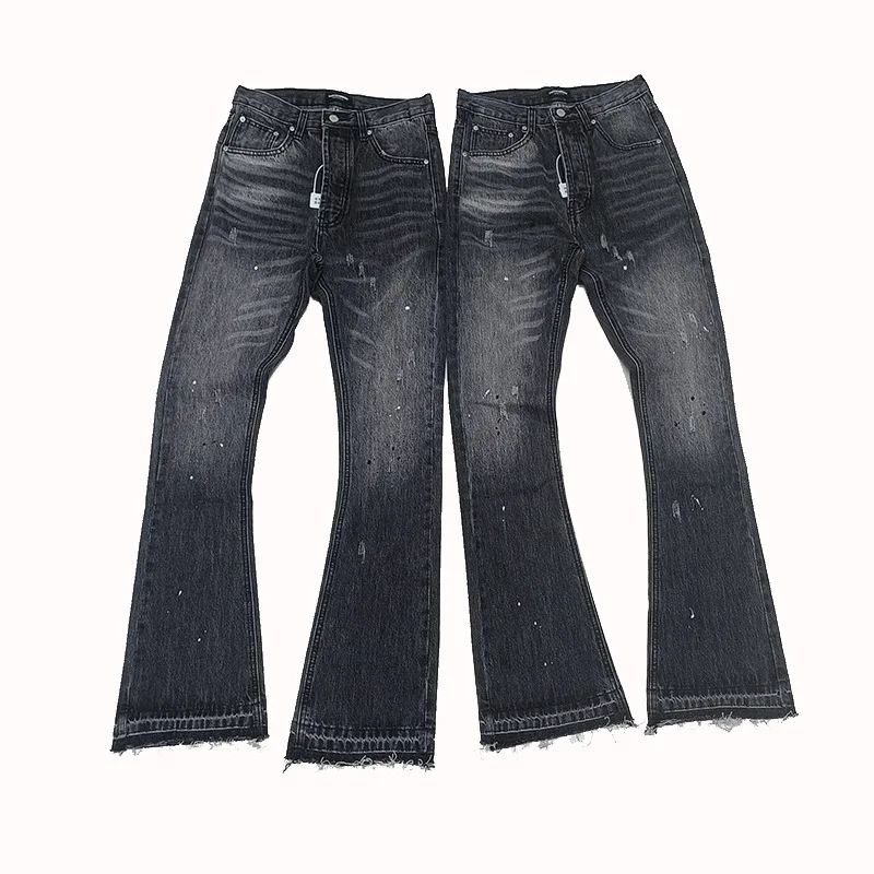 Owen Seak 남성 청바지 데님 코튼 남성 그라데이션 플레어 캐주얼 바지 가을 디자이너 럭셔리 긴 바지