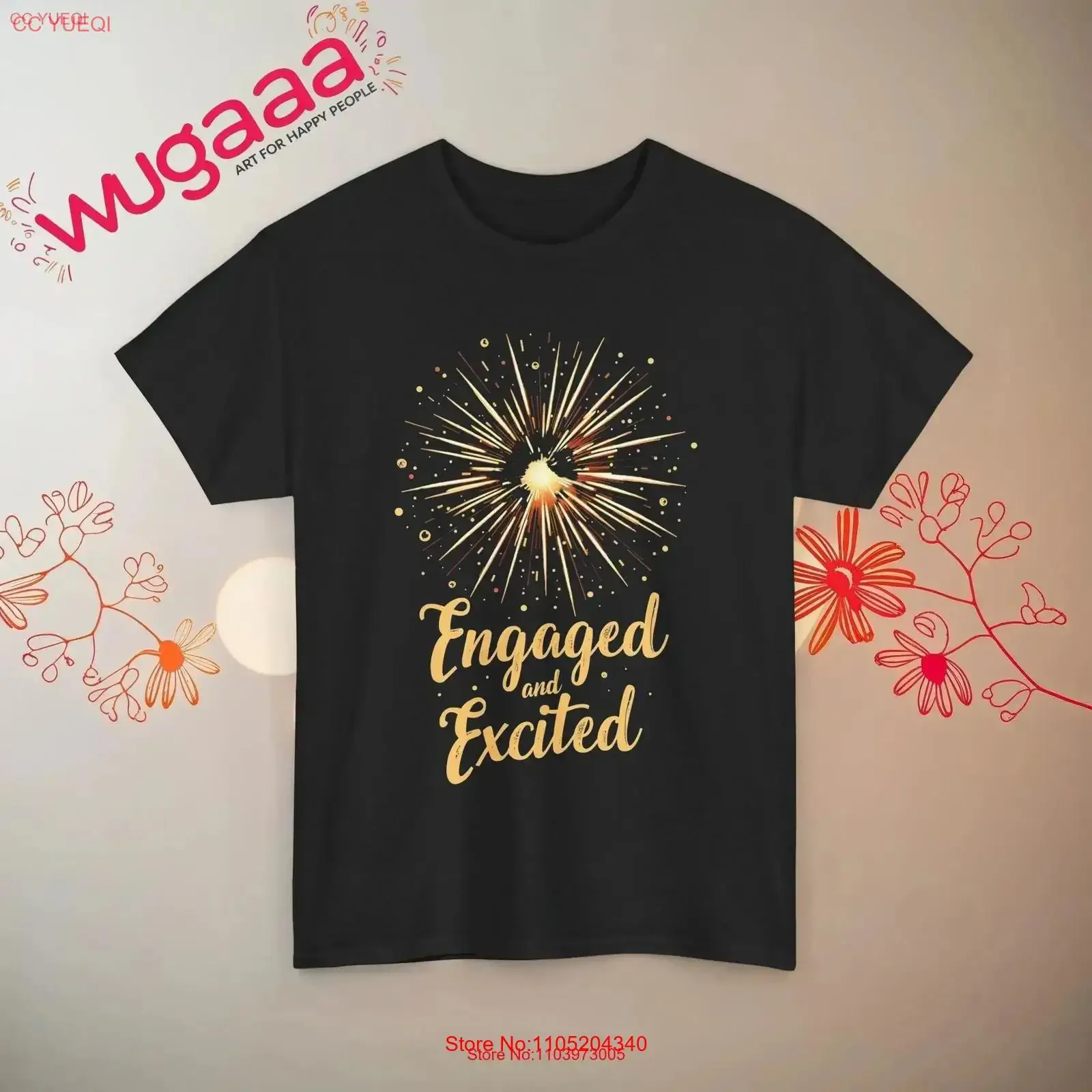 

Engaged and Excited T Shirt Fun Engagement Celebration Perfect for Newly Couples Sparkling Design vintage Washed Unisex Casual