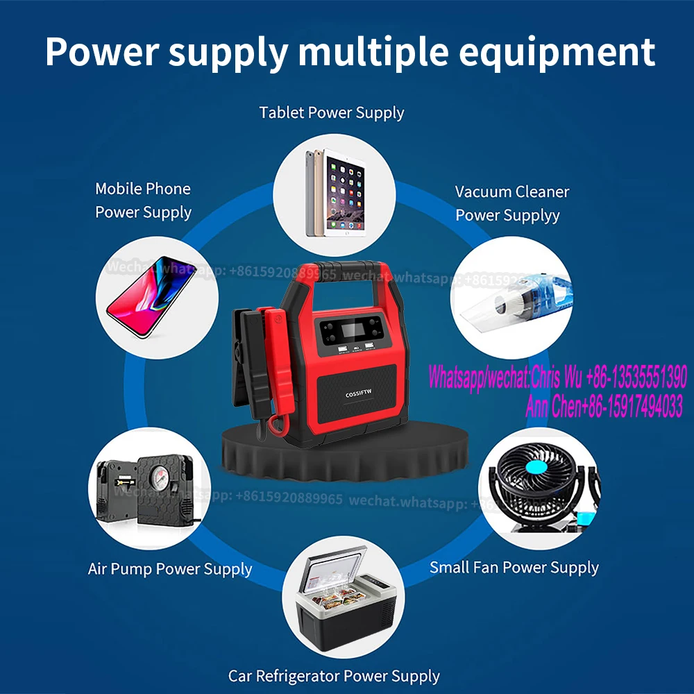 12/24V Portable Car Battery Charger Booster Smart Digital Emergency Repair Tool 6000A