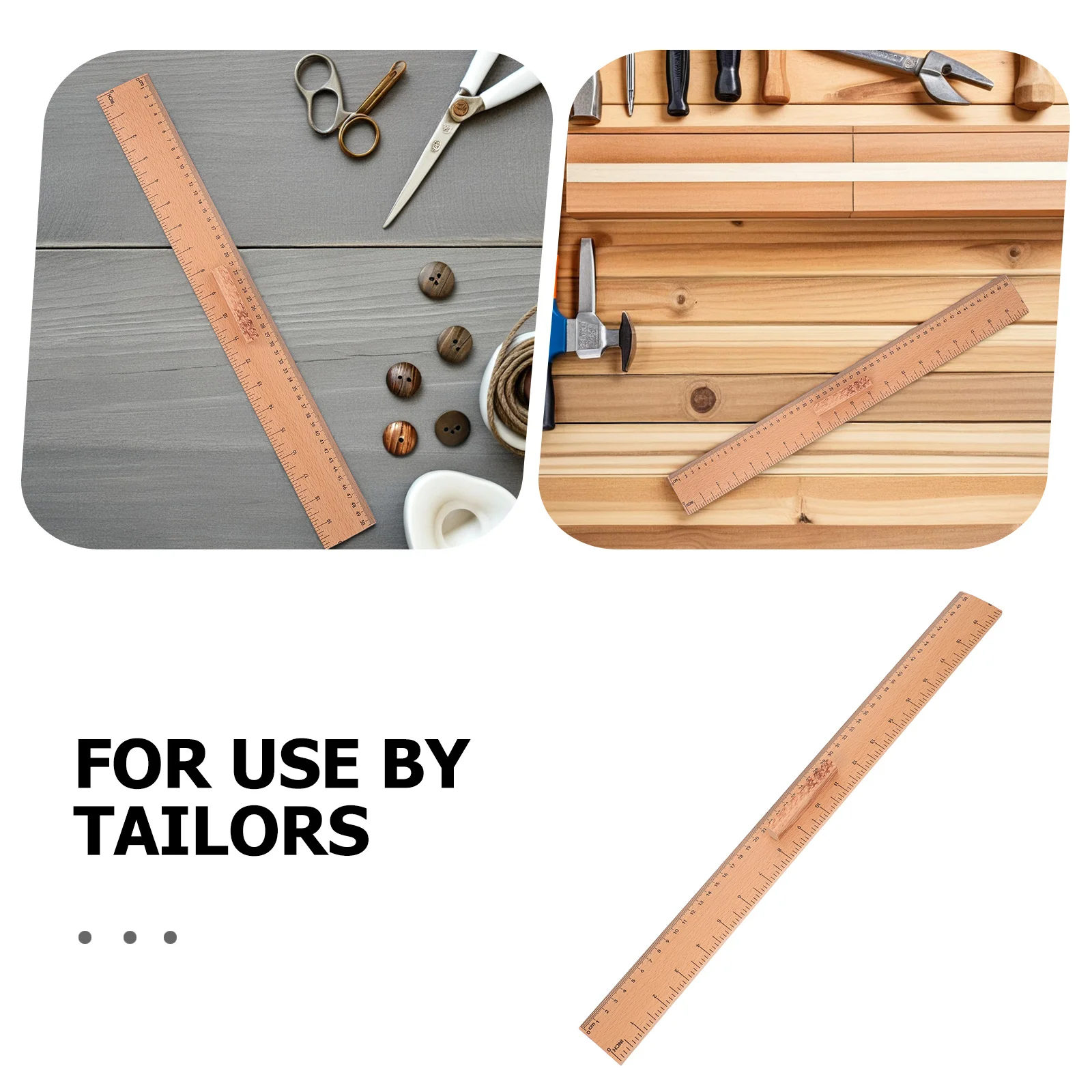 Dual-Scale Wooden Ruler for Fabric Measuring Sewing and Crafting Projects Lightweight Portable Tailor Tool for Beginners and