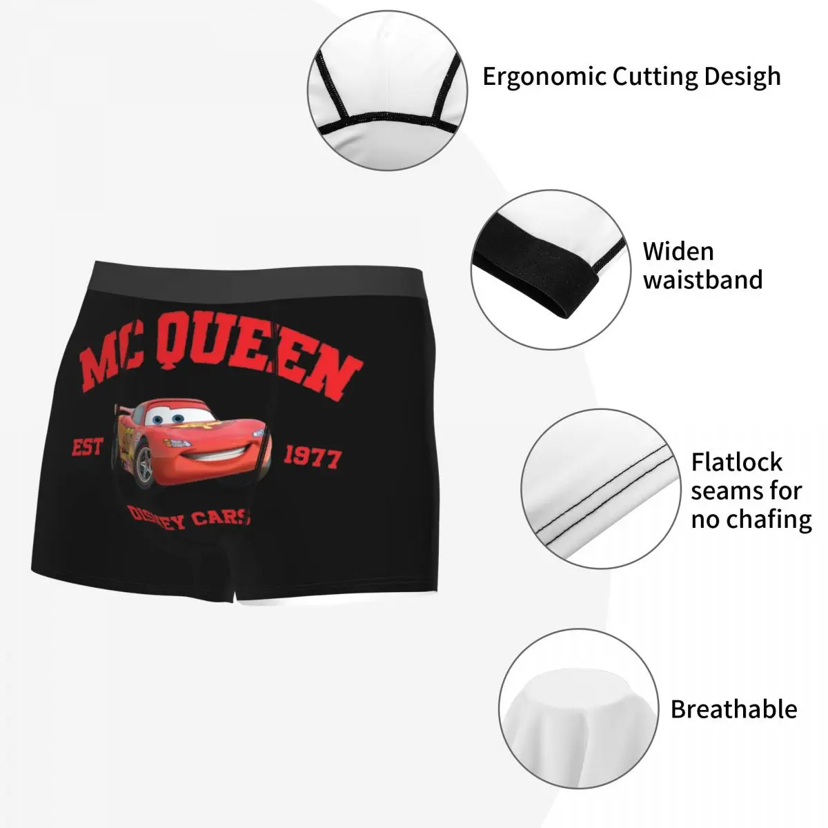 Lightning Mcqueen Est 1977 Cars Man Underwear Boxer Briefs Shorts Panties Humor Soft Underpants for Male