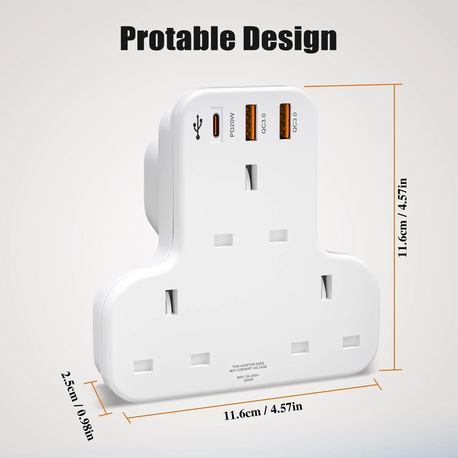 UK Plug Power Strip Multiprise Wall Socket with 3 AC Outlet 3 USB Cherger Network Filter PD QC 20W Extender Plug Adapter