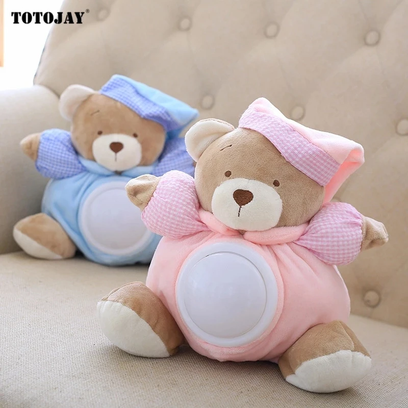 Lovely Teddy Bear Musical Light Plush Dolls Pat Lamp Sleeping Comfort LED Night Light Appease Bear Toys for Children Baby Gifts