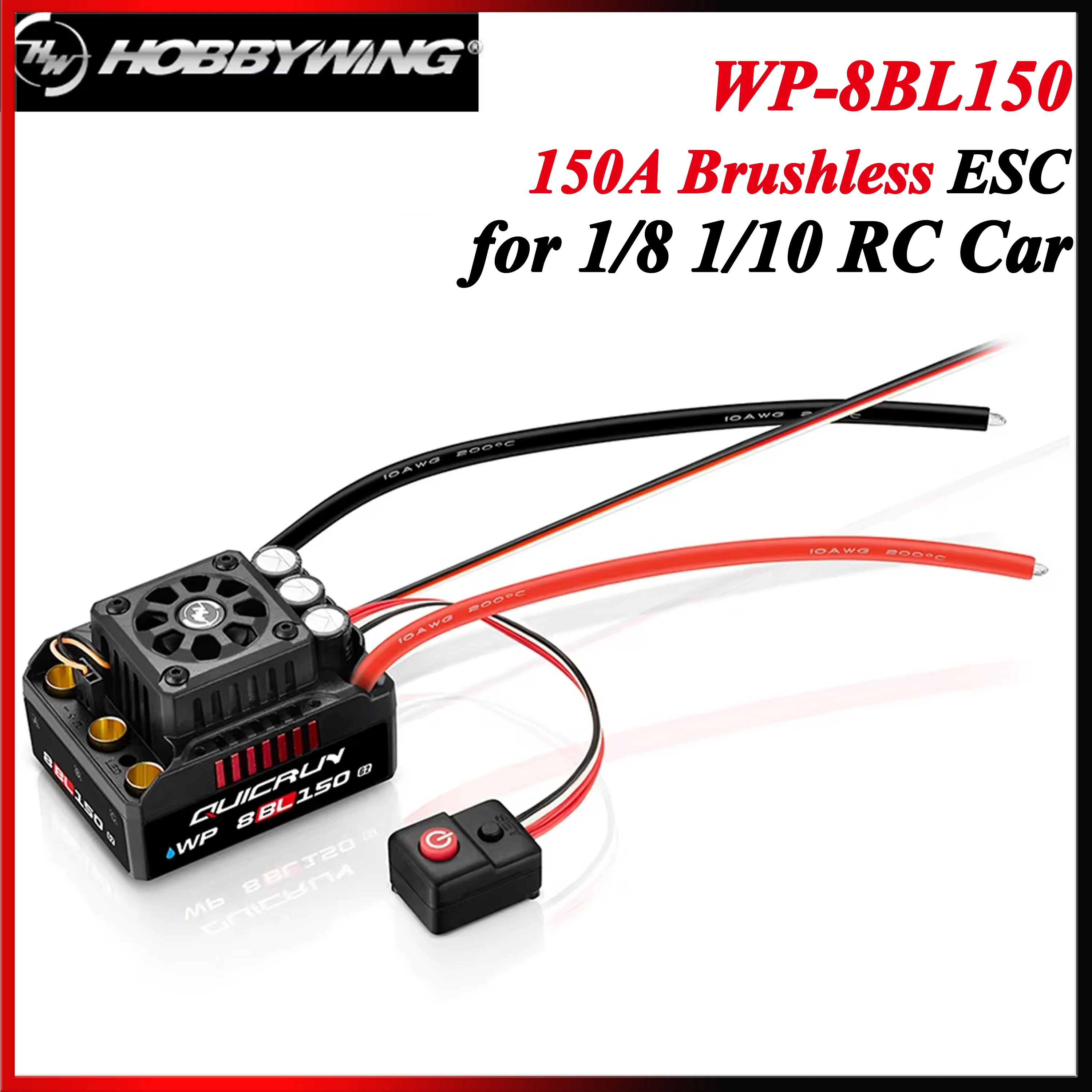 

HOBBYWING QuicRun 150A WP-8BL150 G2 3-6S Waterproof Speed Controller Sensorless Brushless ESC for 1/8 1/10 RC Car Crawler Truck