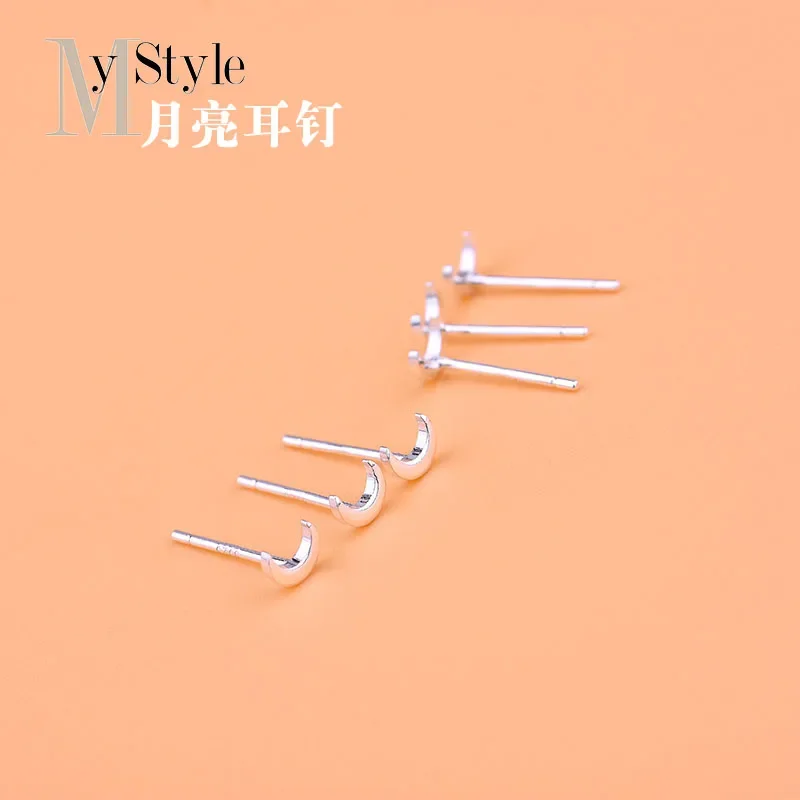 

5 pairs S925 Sterling Silver Moon Earrings temperament small fresh European and American style jewelry earrings earrings
