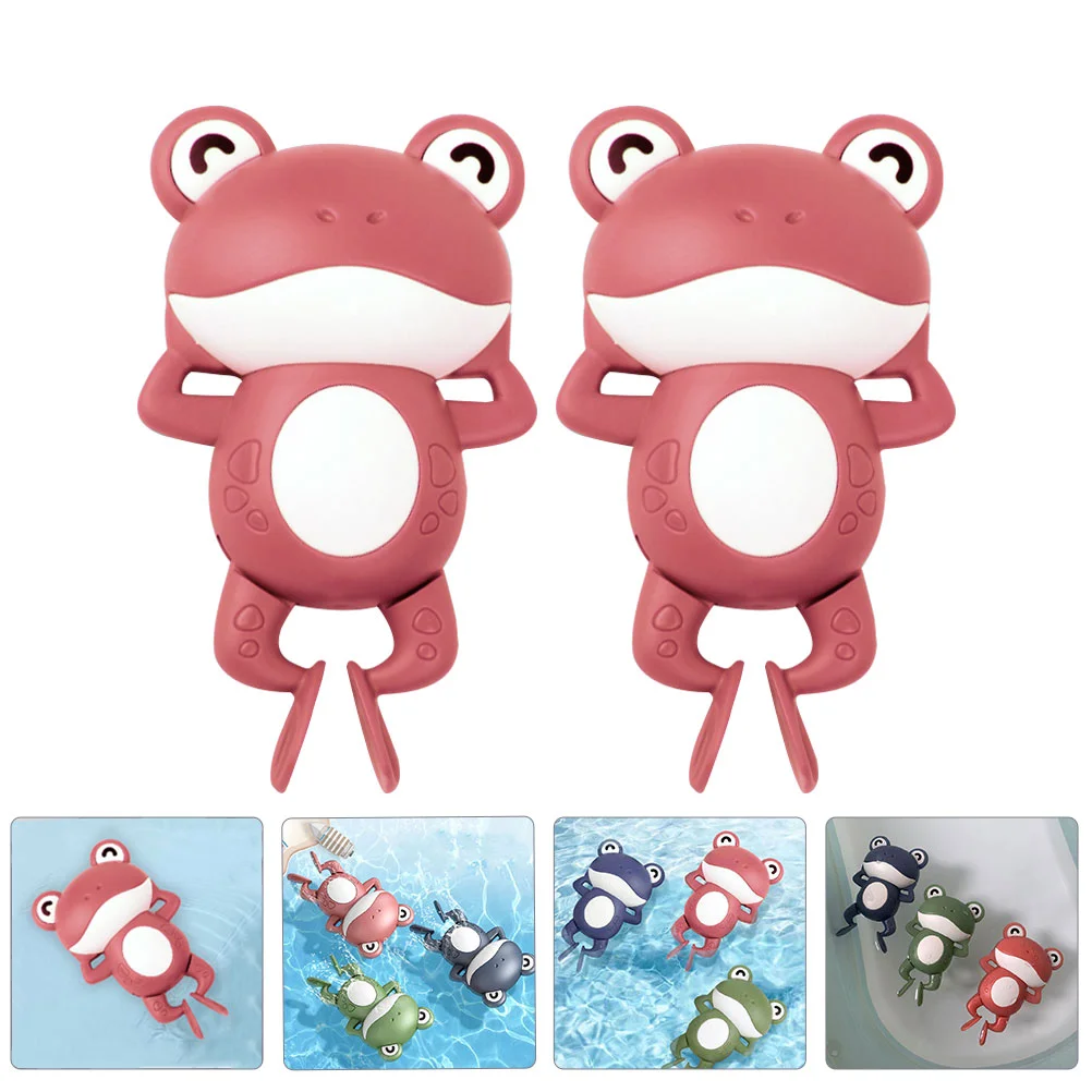 3 Pcs Wind-up Frog Design Bath Toy Cartoon Frogs Toys Baby Bathtub Kids Plaything Educational Infant Shower Clockwork Children