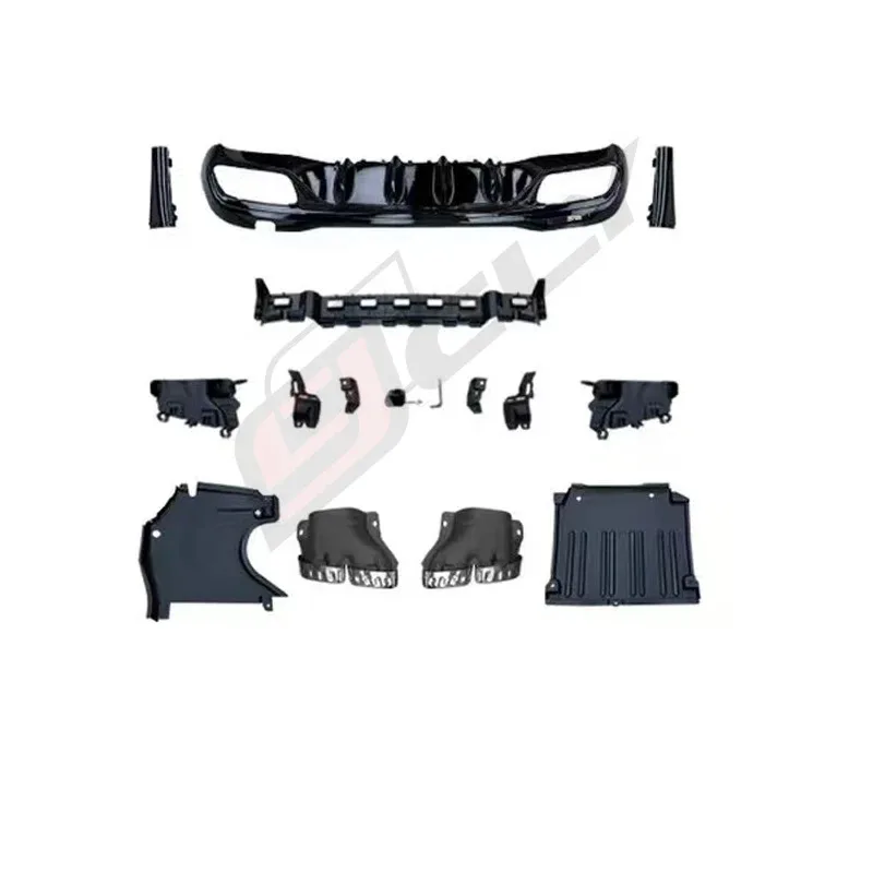 

For C-class 22-24 W206 Upgrade C63 Black Silver Color Diffuser with Exhaust Pipe