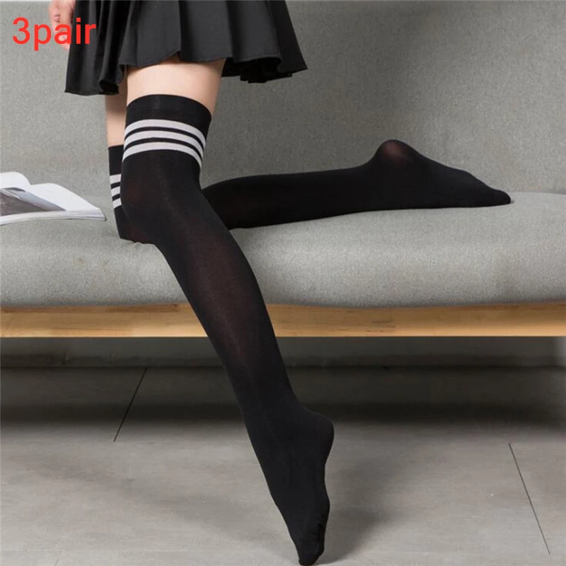 Schwarz Weiß Gestreifte Lange Socken Frauen Sexy Über Knie Oberschenkel Hohe Socken Über Das Knie Strümpfe Damen Mädchen Warme Lange Röhre Socken