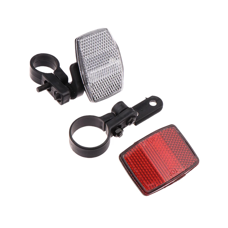 Bike Front Rear Reflector Set Red White Handlebar Mounting Bracket Warning Light Safety Lens Bicycle Accessories