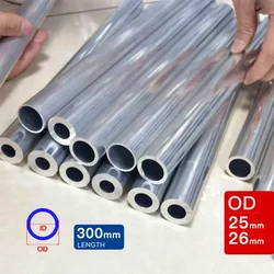 Tubo de aluminio de diámetro exterior, tubería de aluminio de 25, 26mm, 300, 500mm, hueco, recto, redondo, 6063 de pared gruesa