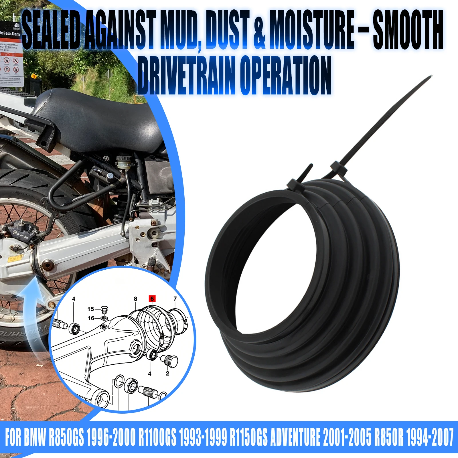 Motorcycle Rear Drive Rubber Dust Jacket 33171452504 For R1150R R850RT R1100RT R1150RT R1150RS R1100S 1996-2005