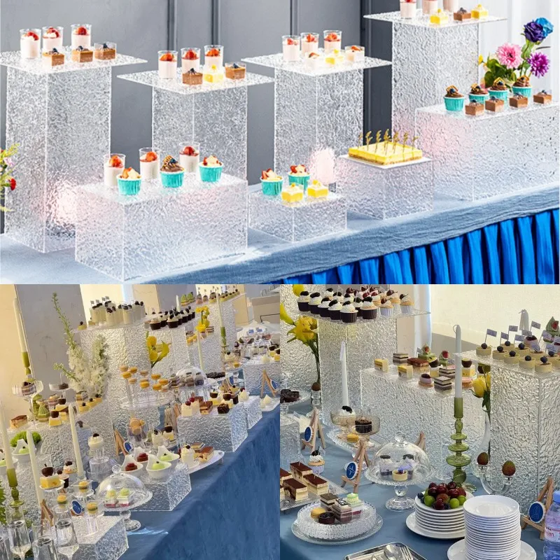 

12pcs Cake Bar Column Dessert Table Buffet Trays Wedding Favors Craft Centerpiece Home Hotel Feast Cake Food Drinks Fruit Holder