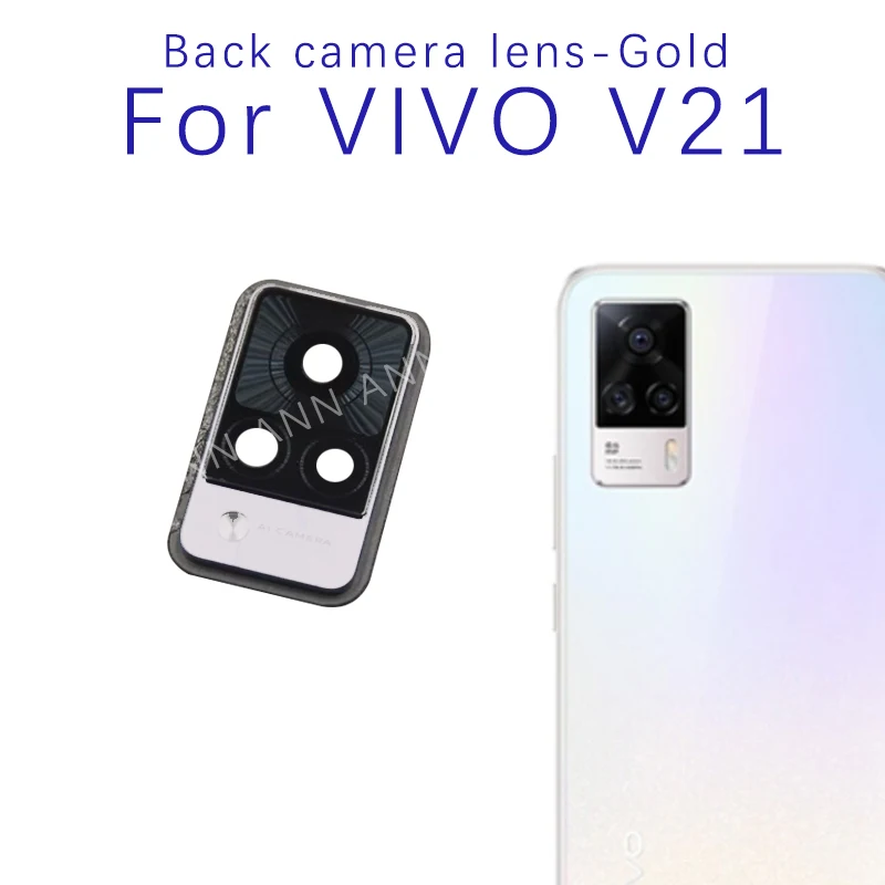 Original Back Rear Camera Glass Lens with frame For Vivo V21 With Adhesive Sticker Camera Lens Replacement Parts