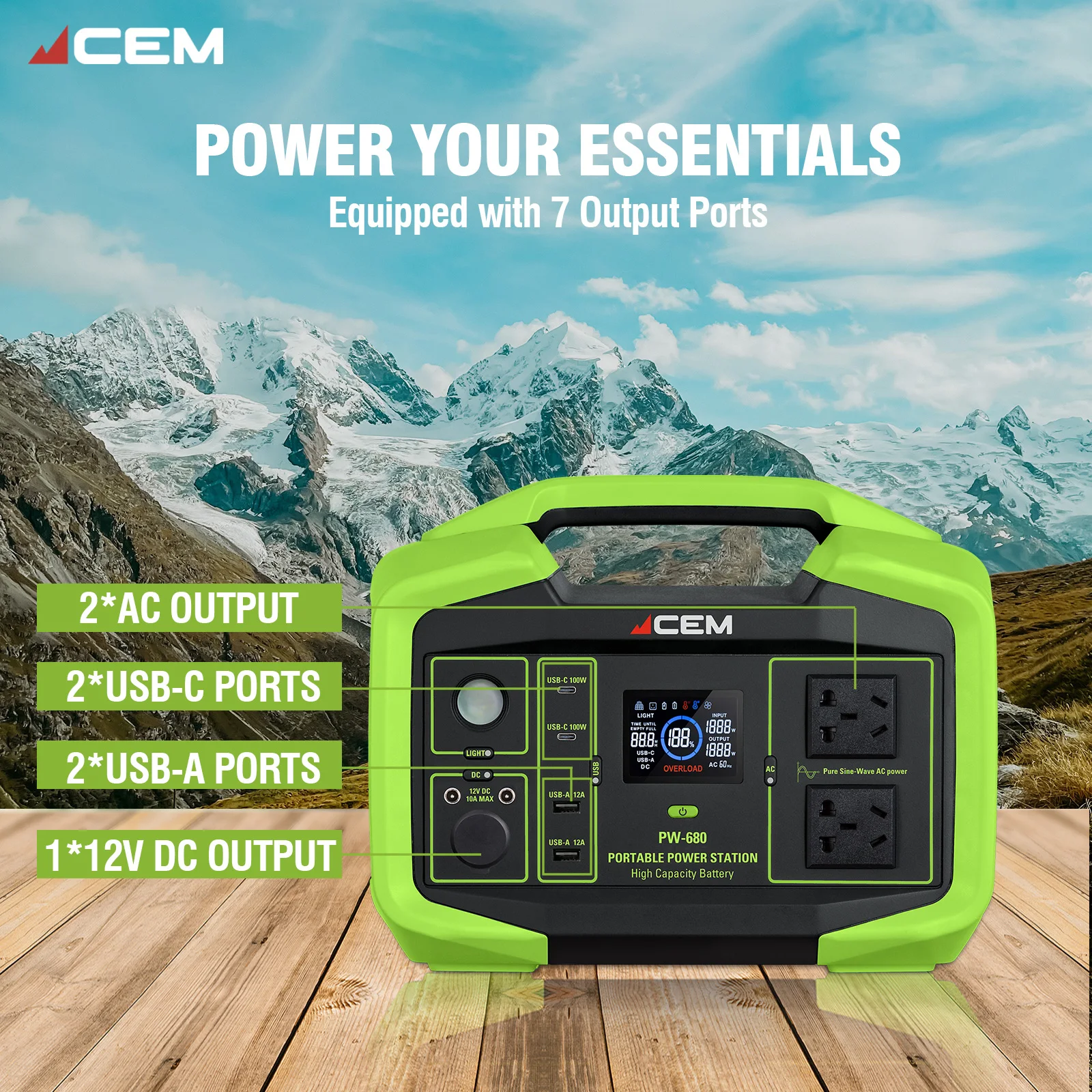 Home & Office Power Station With 614Wh Battery Capacity and Fast Charging With Digital LCD Screen Displays Real time Performance