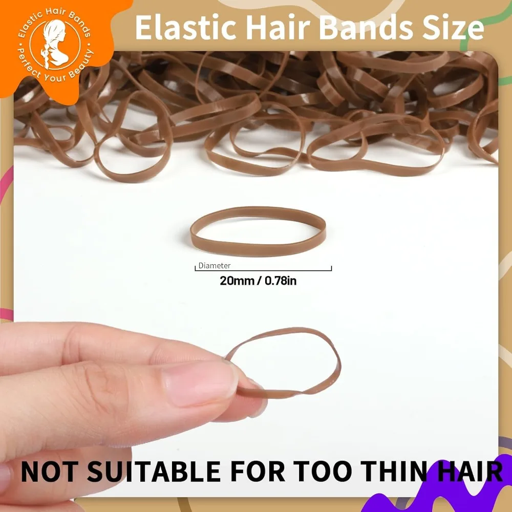 Elastic Hair Bands Rubber Bands for Women Girls Small Thin Hair Ties for Thick Fine Hair 300pcs Light Brown Natural Colors