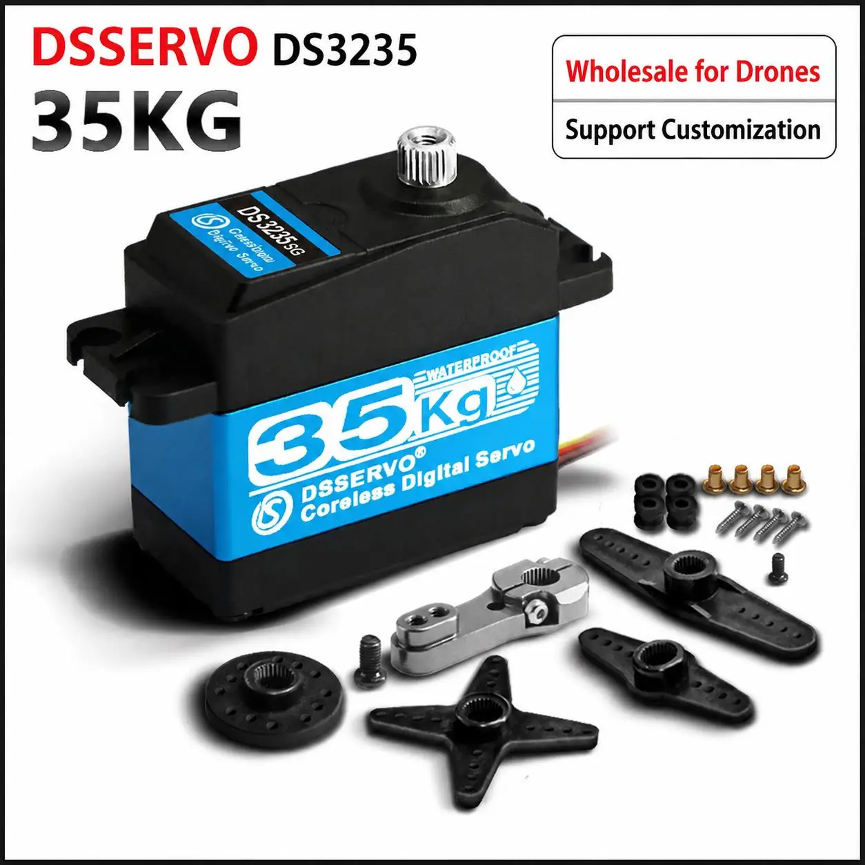 DS3235MG 35KG Coreless Digital Servo IP66 Waterproof Metal Gear 180/270° for RC Crawler Robot Arm with 25T Horn