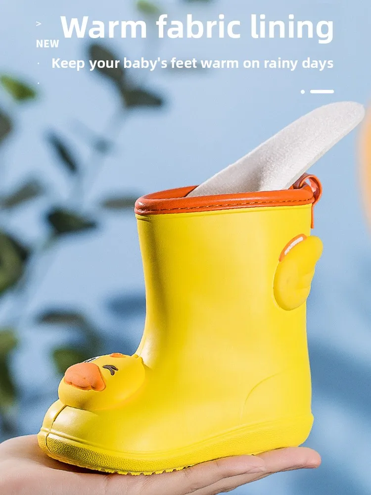 معطف مطر للأطفال مع أحذية مقاومة للماء بتصميم بطة شفاف متكامل لأطفال الروضة من الأولاد والبنات #4