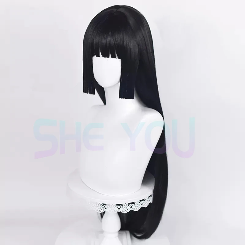 Anime Kakegurui Jabami Yumeko Hell Girl Enma Ai Black Long Straight Cosplay Wigs Heat Resistant Synthetic Hair Wigs + Wig Cap