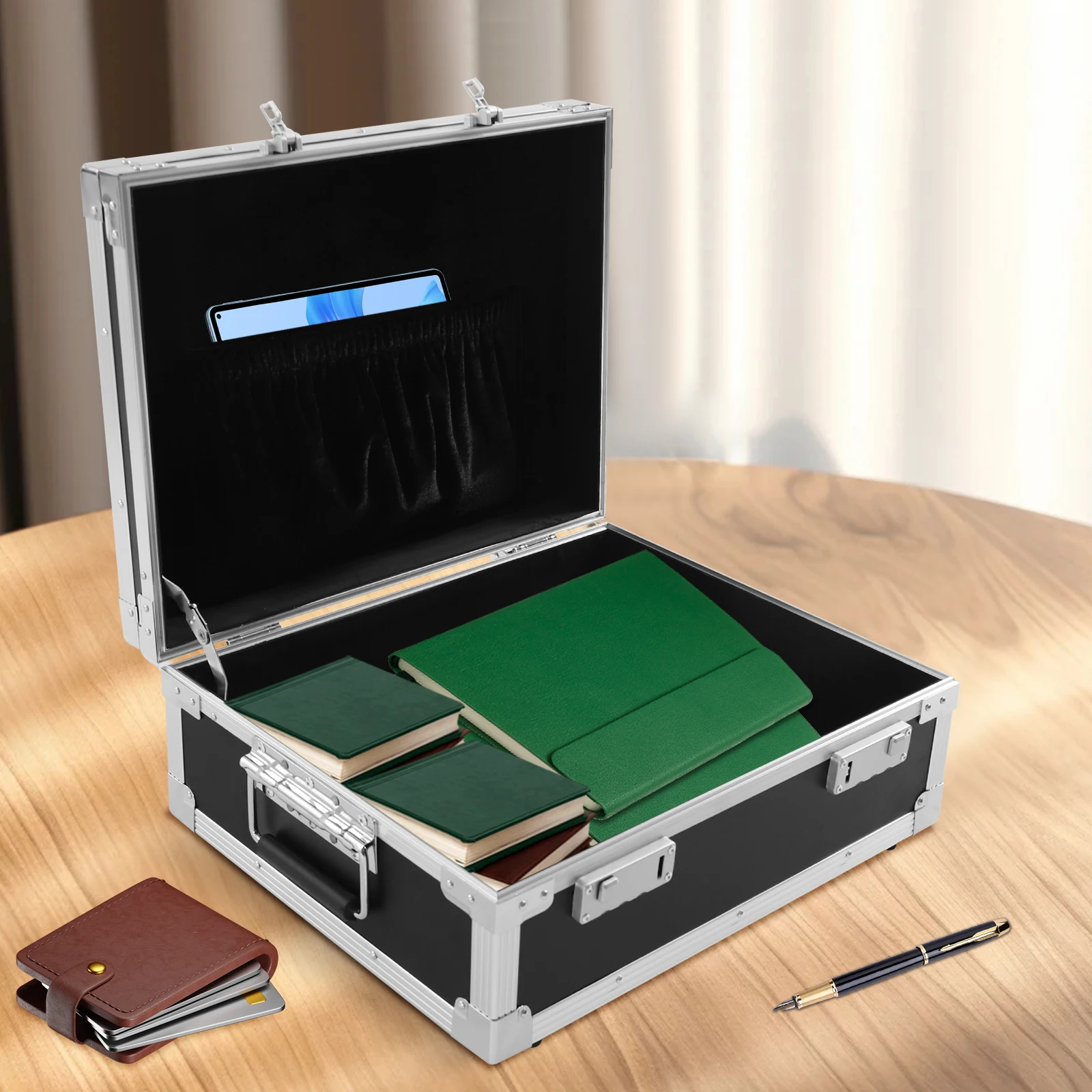 Aluminum Alloy Security Case, 18.35" Protective Storage Box with Customizable Foam, Combination Lock for Tools & Equipment