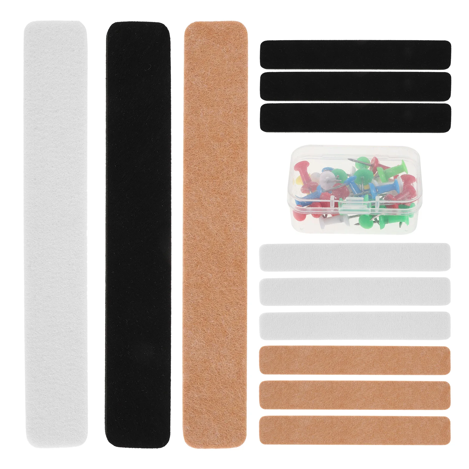 

1 Set Felt Bulletin Strips With Pins Sticky Memo Board For Office Home Use Decorative Notice Board Lightweight Portable Message