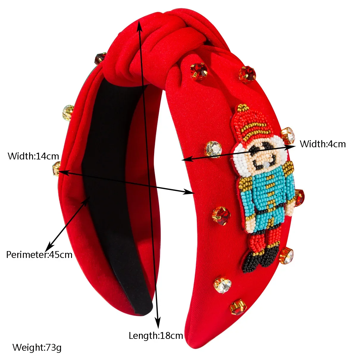 2024 New Christmas Hand Sewing Bead Cartoon Figures Pattern Knotted Hair Hoop Trendy Holiday Hair Accessories for Women