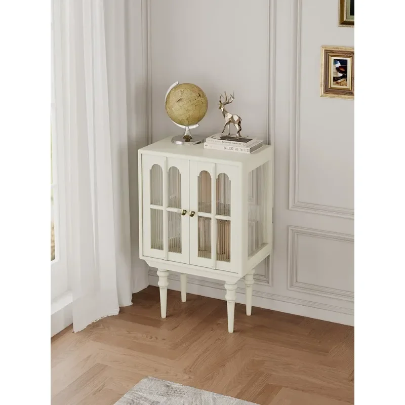 

-Cream-style All-solid Wood Sideboard Small Apartment Standing Cabinet French White Light Luxury Household Storage
