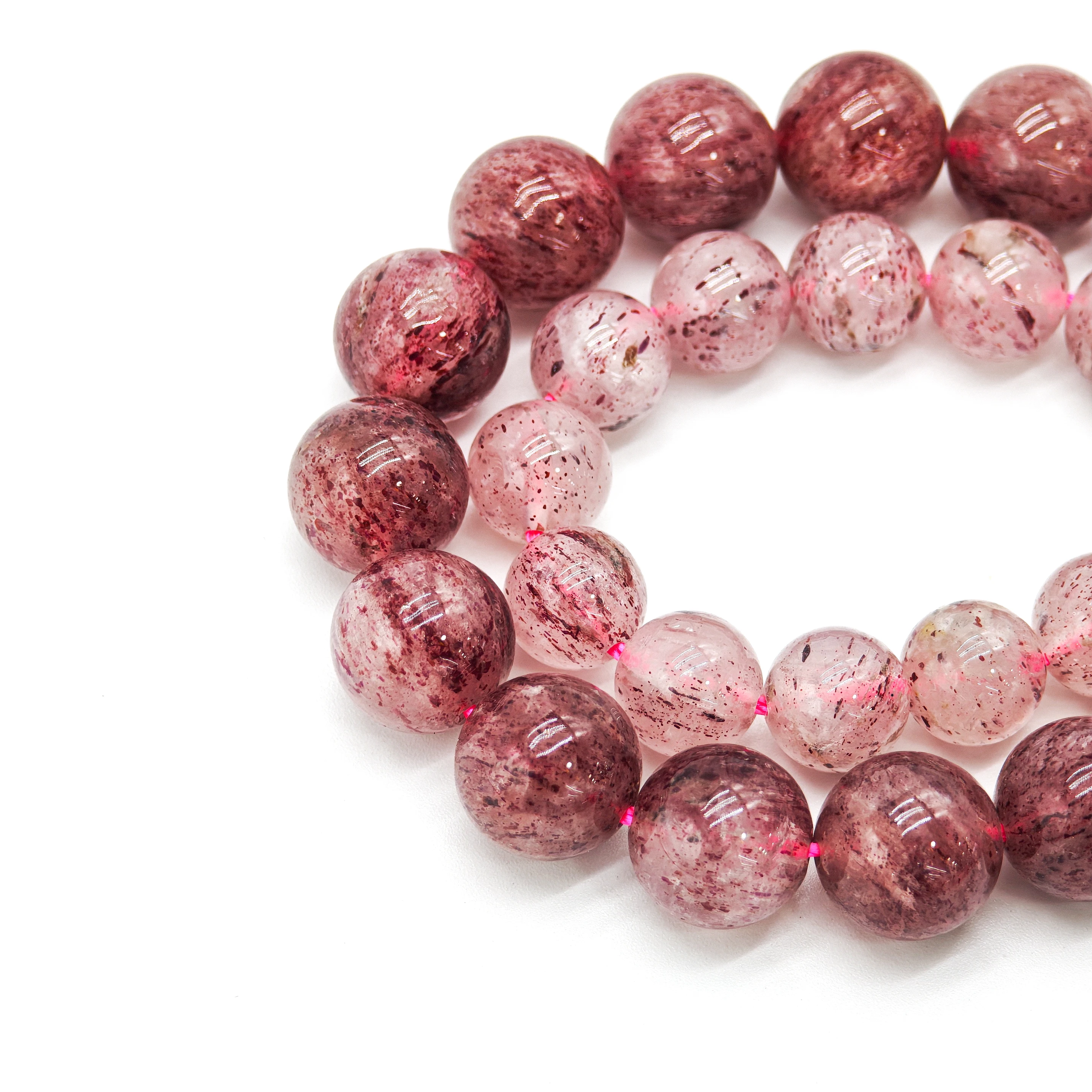 Natural Stone Strawberry Quartz Round Loose Spacer Beads Jewelry Making 6/8/10mm DIY Handmade Bracelets Necklaces Ear Studs by