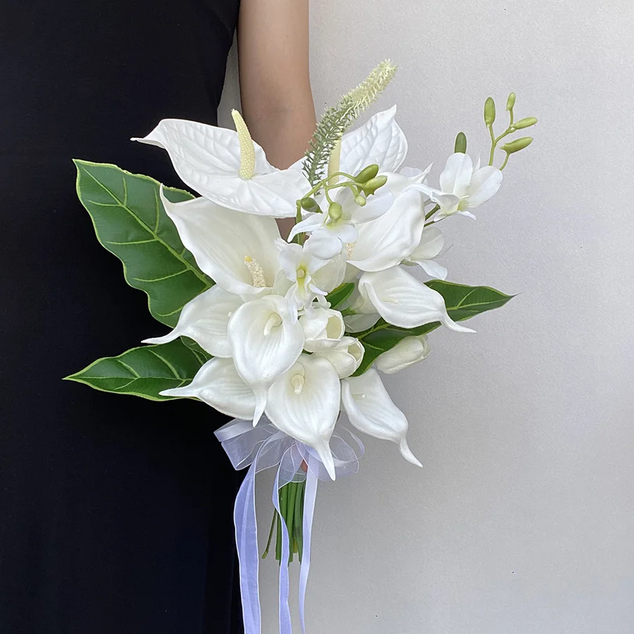 Small fresh Phalaenopsis bride bouquet, simulated flower fake flower certificate wedding dress shooting