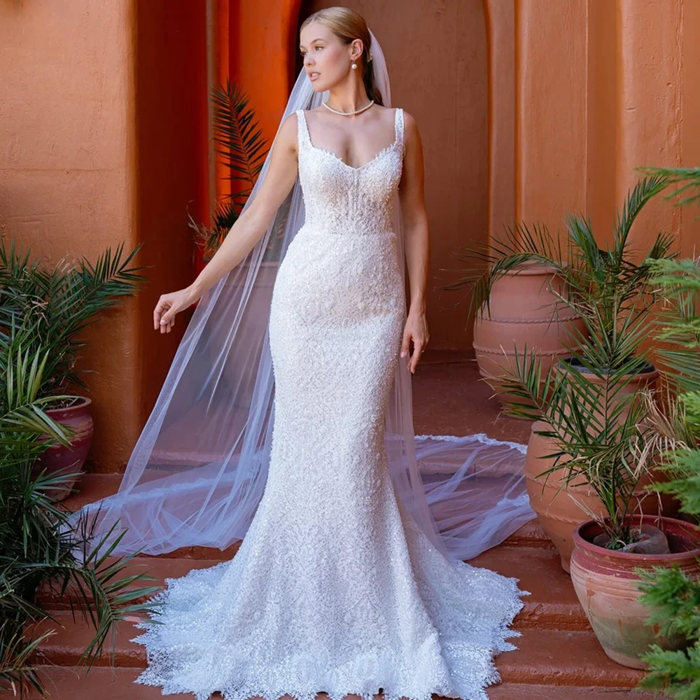 

Exquisite Appliques Lace Customized Bridal Gowns Fashion Mermaid Sweetheart Robe de mariée Dreamy Wedding Dress For Woman Bride