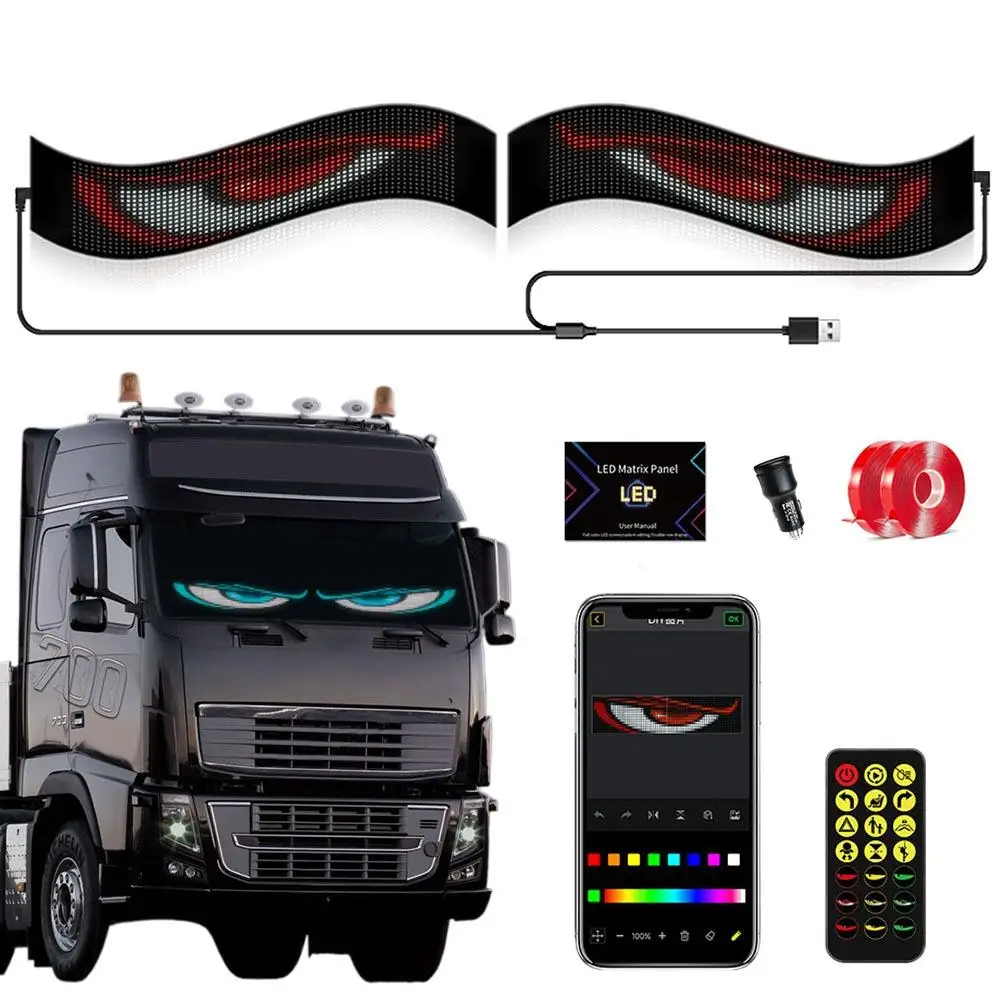 

LED Matrix Pixel Panel Scrolling Bright Advertising LED Signs Flexible RGB Car Pattern Graffiti Scrolling Text Animation USB 5V