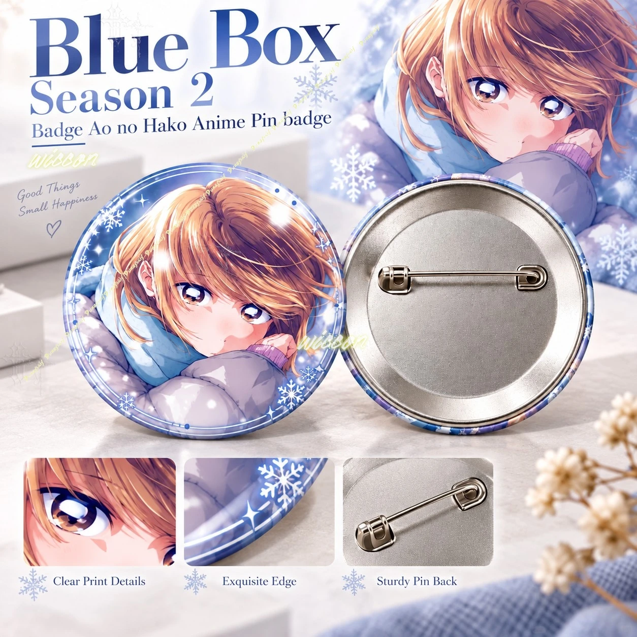 Blue Box Season 2 Anime Badge Ao no Hako Character Pin Brooch Collectible Button Badge Comic Con Gift Small Accessory disfraces