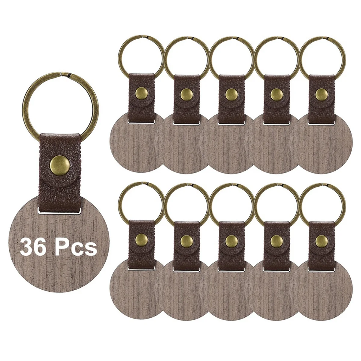 36Pcs Wood Keychain Blanks Wooden Keychain Blanks Personalized Keychain Tags Small Key Chain Bulk Walnut Laser Engraving