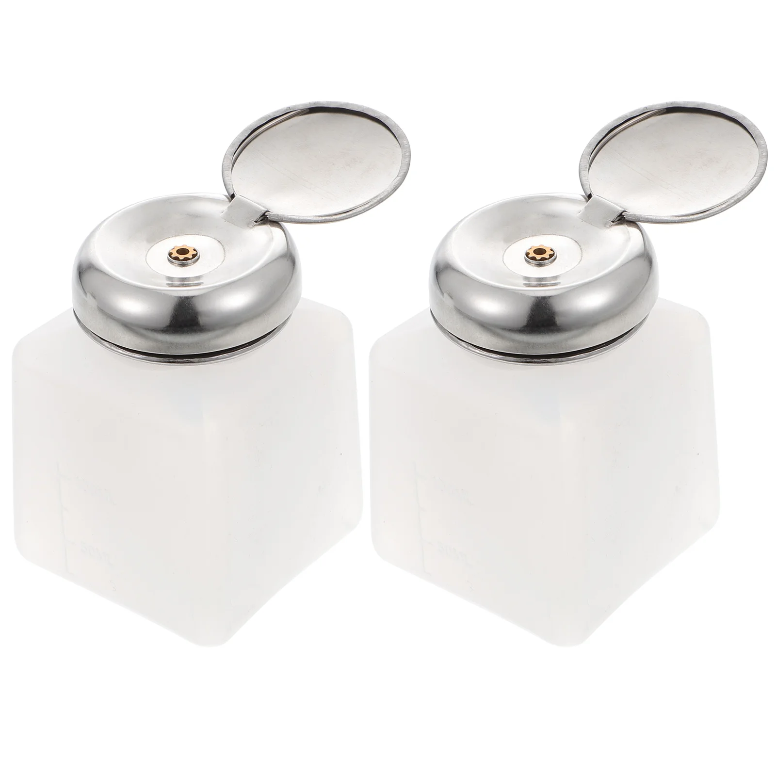 

2pcs 100Ml Anti-Static Pump Bottle Stainless Steel Liquid Container For Nail Polish Remover Makeup Astringent Flux Storage White