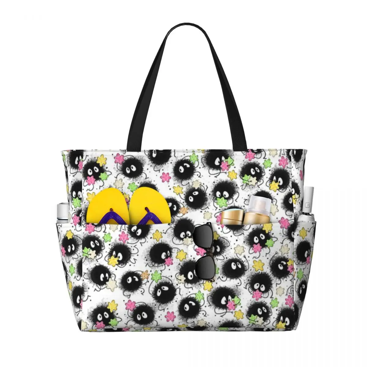 

Cute Soot Spirits Summer Beach Bag Large Capacity Shopping Bag Fashion Tote Bag For Travel