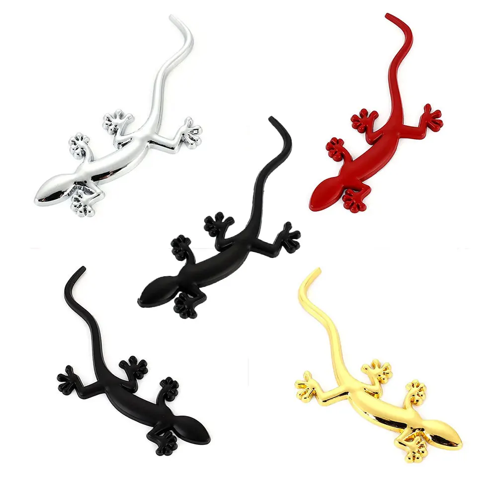 3D Metal Universal Gecko Shape Sticker Creative Lizard Logo Emblem Car Badge for Car Rear Trunk Fender Windows Car Accessories