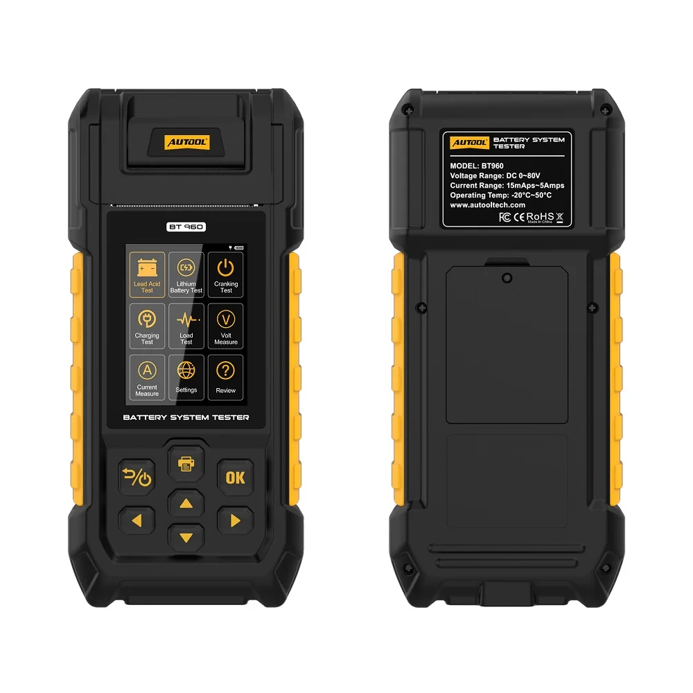 MYT AUTOOL BT960 Lithium Ion Lipo Capacity 18650 Professional 6 8 Volt 12v Load Voltage Digital Battery Analyzer Equipment Teste