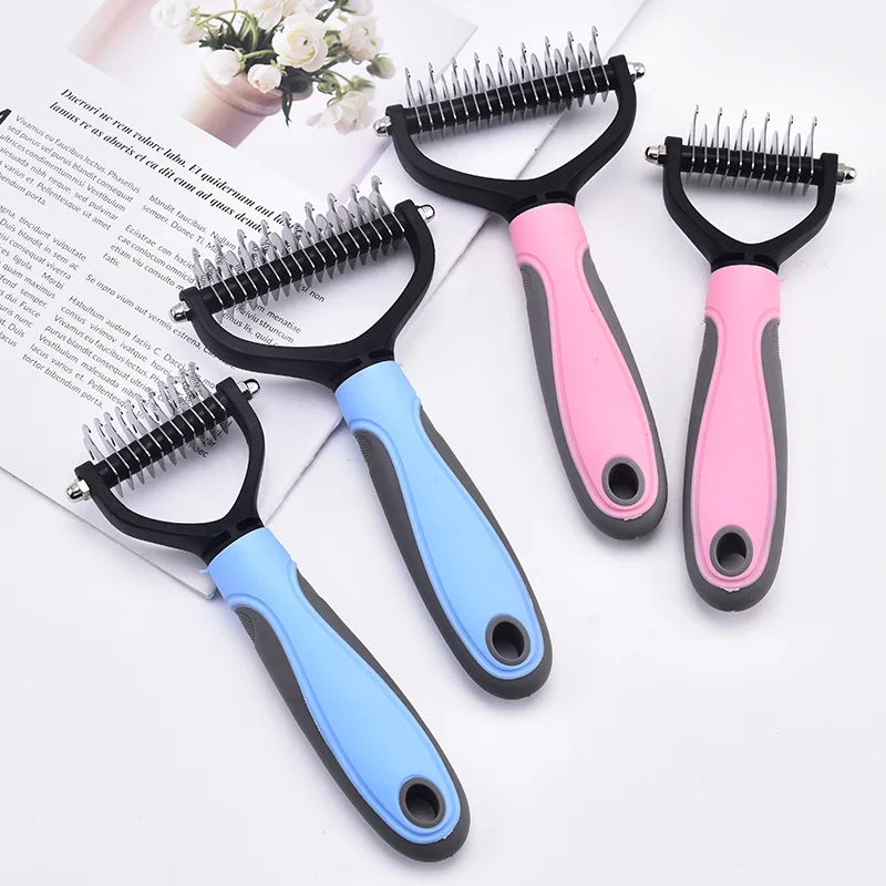 Stainless Steel Pet open knot comb hair removal comb double-sided open knot comb cat dog comb beauty comb pet supplies wholesale