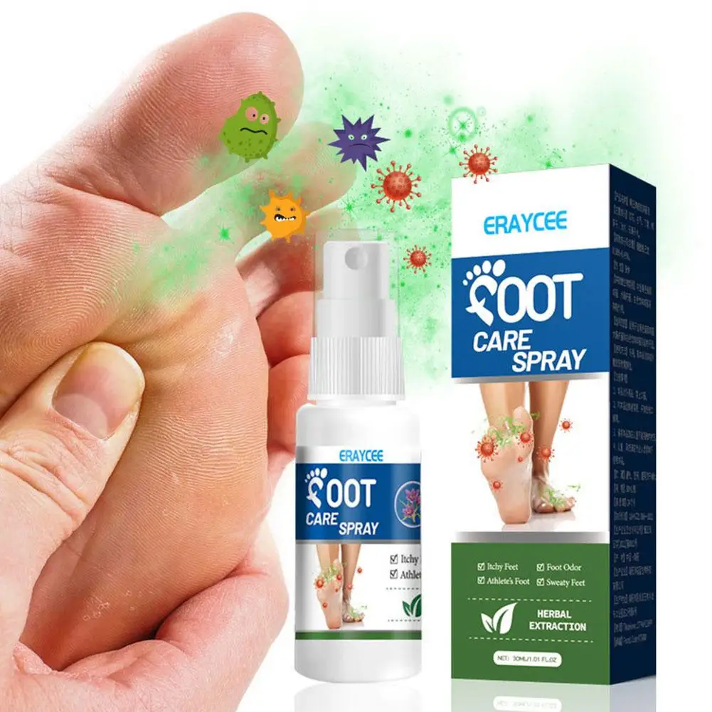 30ml Foot Deodorant Spray Relieve Itching Eliminate Odor Athlete\'s Of The Foot Care Foot Anti-Sweat Removal Spray Moisturiz K1Z0